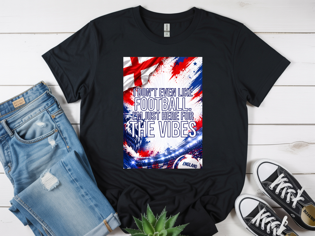 Just Here For The Vibes World Cup 2026 Funny England Football T Shirt