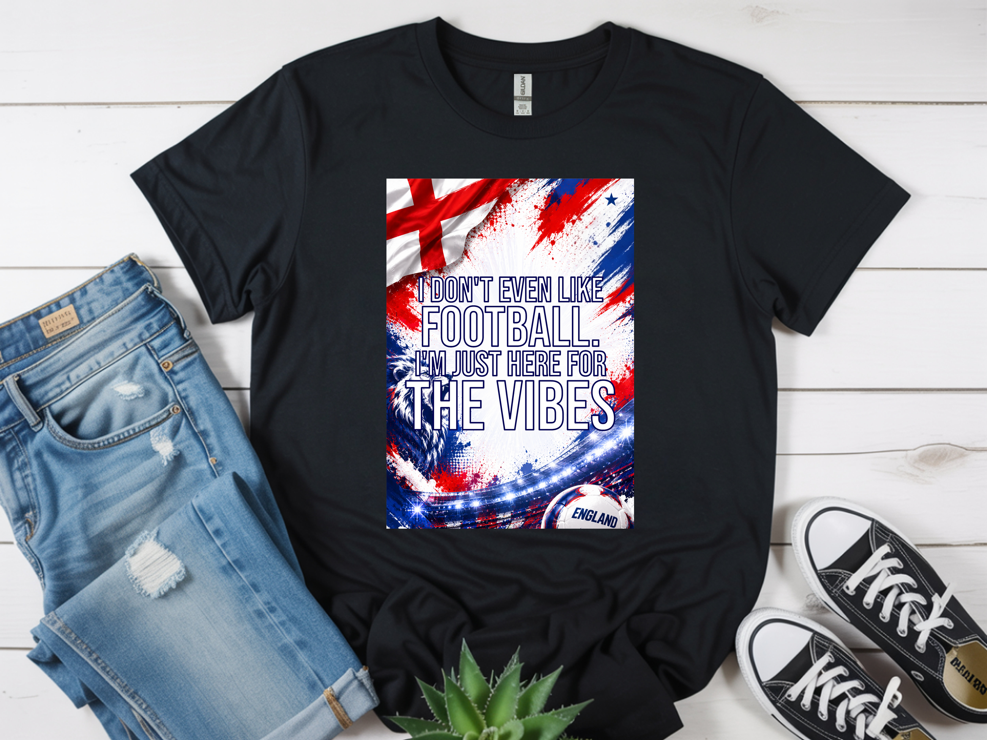 Just Here For The Vibes World Cup 2026 Funny England Football T Shirt