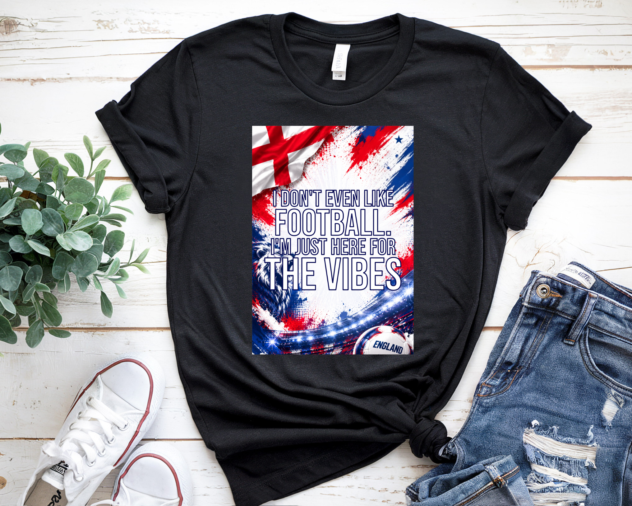 Just Here For The Vibes World Cup 2026 Funny England Football T Shirt