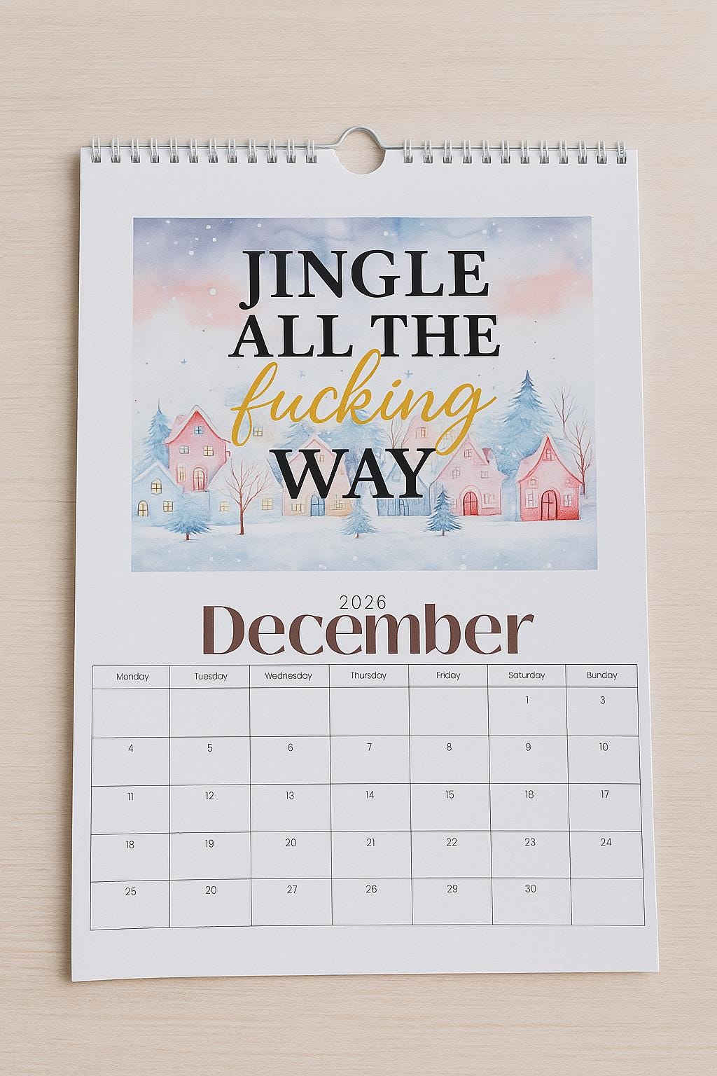 Funny Sarcastic 2026 Wall Calendar