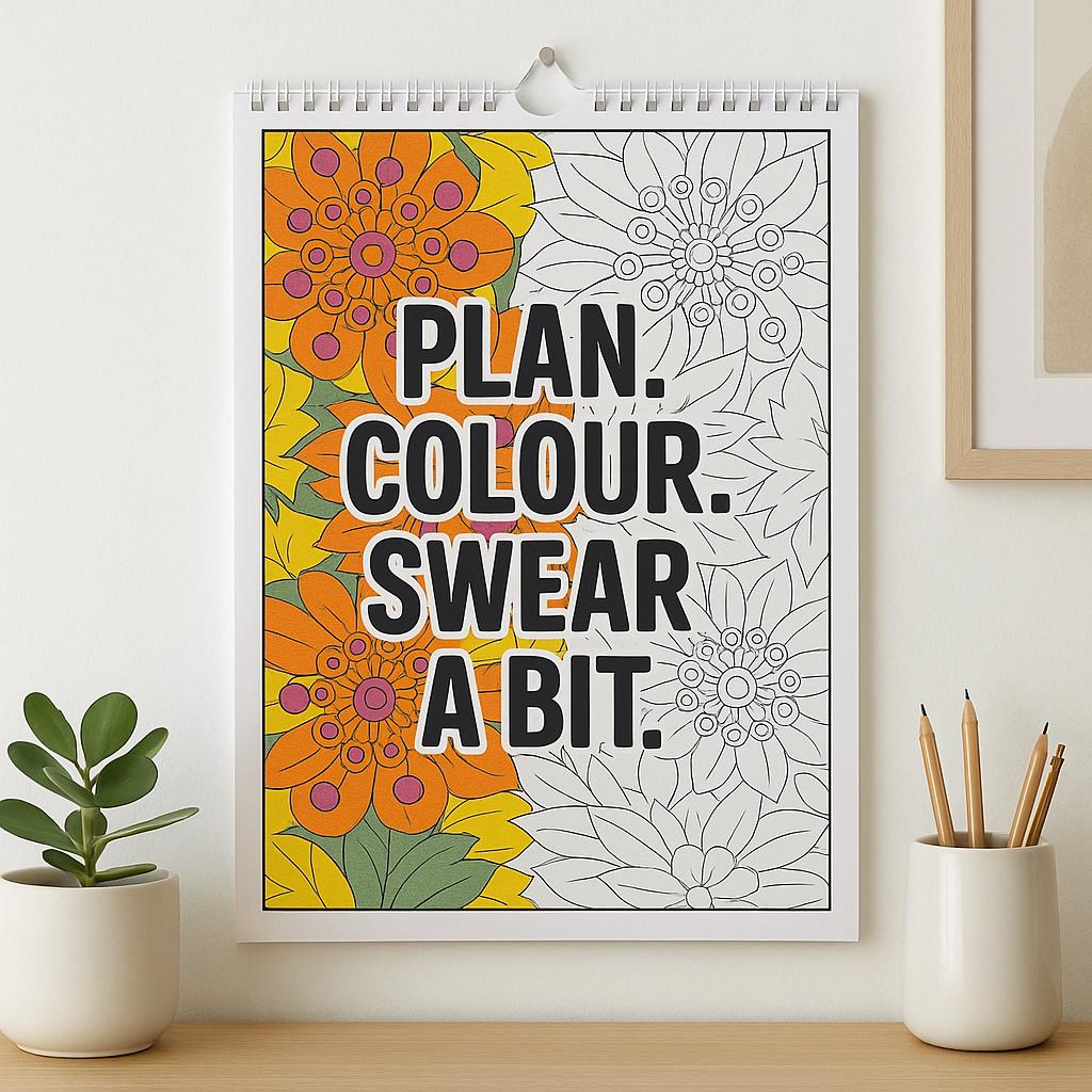2026 Adult Swear Word Colouring Wall Calendar