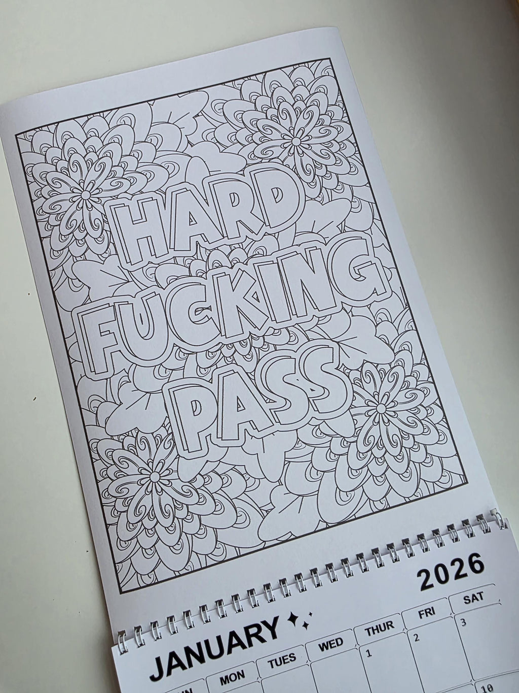 2026 Adult Swear Word Colouring Wall Calendar