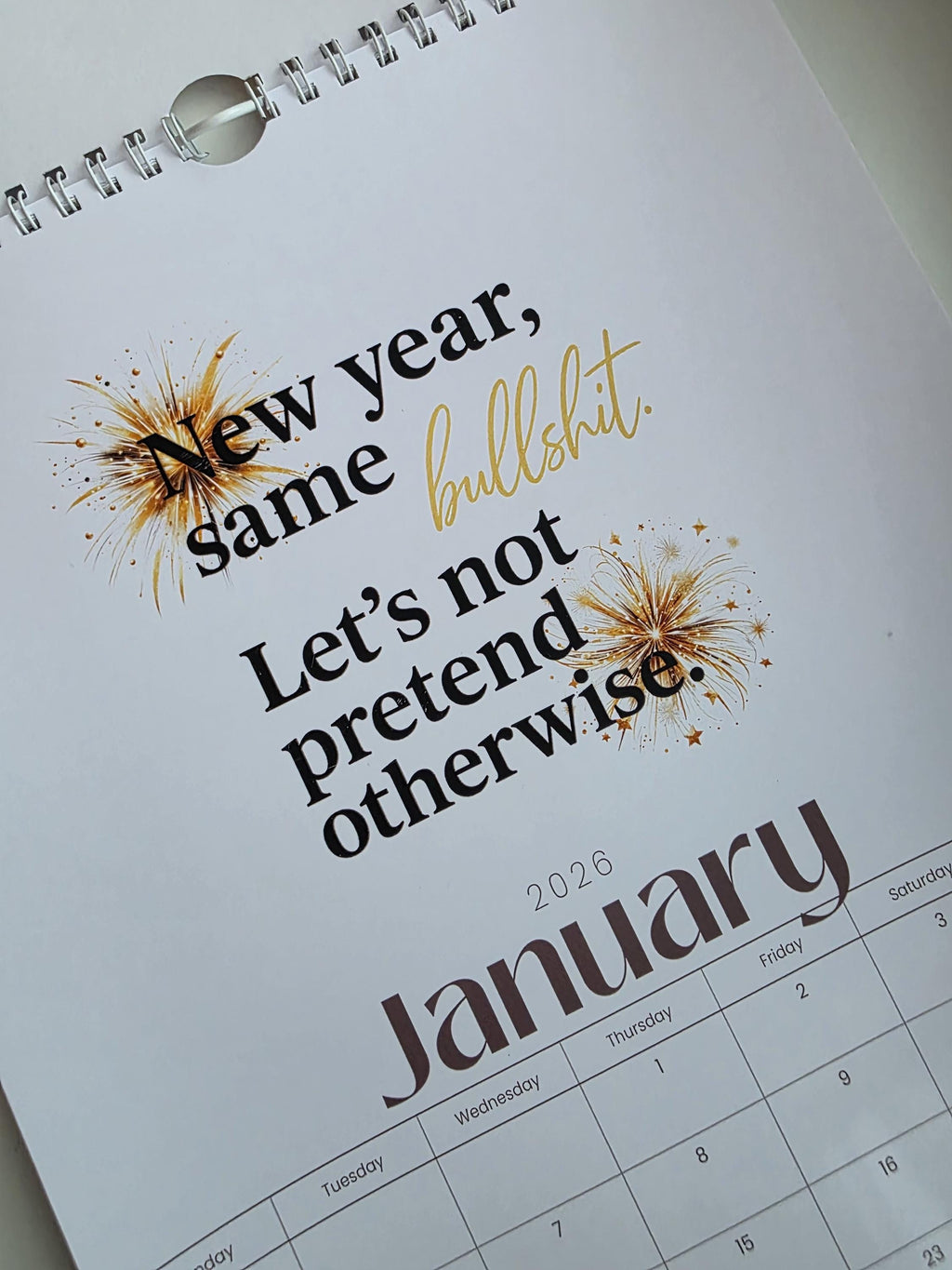 Funny Sarcastic 2026 Wall Calendar