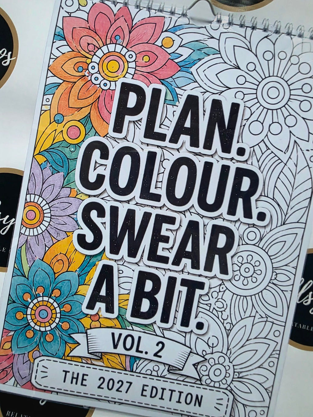 Close up of Plan Colour Swear A Bit Vol 2 2027 colouring calendar cover